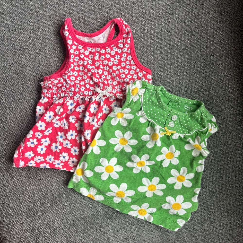 Floral Baby dresses - Red and Green